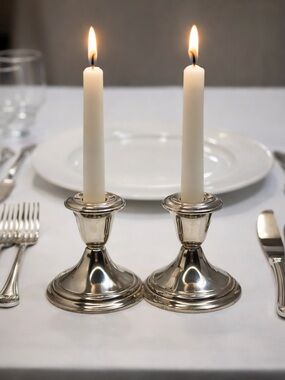 Vintage Set Of 2 Gorham YC3003 Silver Plate Weighted Candlestick Candle Holders